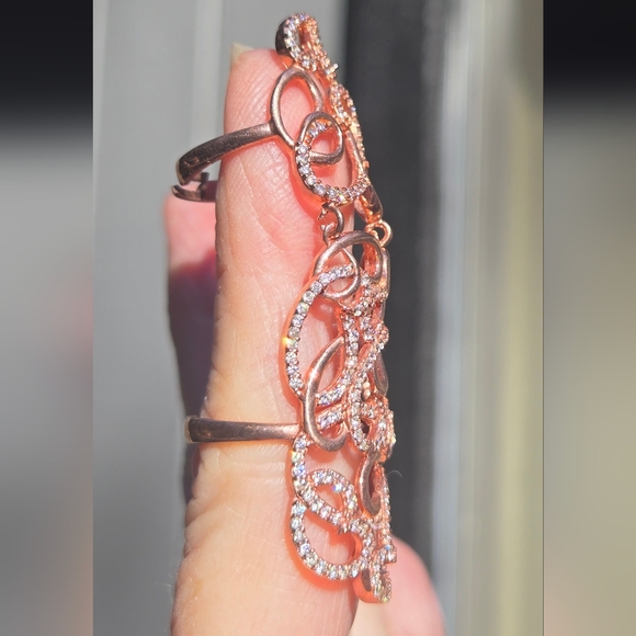 HOST PICK! 🎉🎊Topaz Sterling & Rosegold Heart knuckle cuff Sz7 - Picture 5 of 8